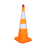 Foldable Cone 70 CM with Two Reflective Sheets and Red Color Warning Light