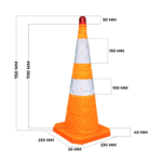 Foldable Cone 70 CM with Two Reflective Sheets and Red Color Warning Light