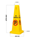 No Parking Sign Cone with Chain and Sign Attachable Socket - Yellow
