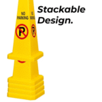 No Parking Sign Cone with Chain and Sign Attachable Socket - Yellow
