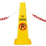 No Parking Sign Cone with Chain and Sign Attachable Socket - Yellow