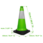 Traffic Safety Cone with Reflective Collar & PE Base 75CM - Green