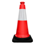 Traffic Safety Cone with Reflective Collar & PE Base 75CM - Red