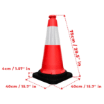 Traffic Safety Cone with Reflective Collar & PE Base 75CM - Red