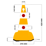 Unbreakable Safety Traffic Cone 620 MM with Cat-Eyes Lenses