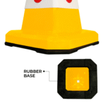 Unbreakable Safety Traffic Cone 620 MM with Cat-Eyes Lenses
