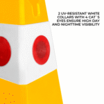 Unbreakable Safety Traffic Cone 620 MM with Cat-Eyes Lenses