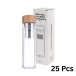 500ml Double Wall Glass Tea Infuser Flask with Bamboo Lid