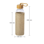 500ml Glass Bottle with Bamboo Cap & Natural Eco-Sleeve – Sustainable, Portable Drinkware for Corporate Gifting