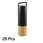 530ml ULTRA MODERN Double-Wall Stainless Steel Bottle with Natural Bamboo Base