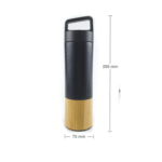 530ml ULTRA MODERN Double-Wall Stainless Steel Bottle with Natural Bamboo Base