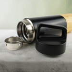 530ml ULTRA MODERN Double-Wall Stainless Steel Bottle with Natural Bamboo Base