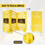Folding Expandable Safety Barricade - 135 CM, High-Visibility Yellow