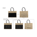 Jute Bag with Black Cotton Pocket and Handle