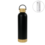 Premium Double Wall SS Vacuum Bottle with Bamboo Base & Lid – 750 ml