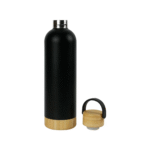 Premium Double Wall SS Vacuum Bottle with Bamboo Base & Lid – 750 ml