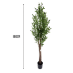 4 Pieces Artificial Slim Olive Tree with Braided Trunk (180 cm)