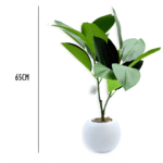 6 Pieces Artificial Rubber Plant Set in White Bowl Pot (65 cm)