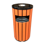 Metal Round Ashtray Bin with Plastic Wood Bar (18 Ltr)