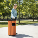 Metal Round Ashtray Bin with Plastic Wood Bar (18 Ltr)