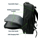 Multipurpose Expandable Travel Backpack with USB Charging Port