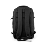 Travel Backpack in Black Polyester with Clamshell Opening & Luggage Strap