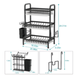 3-Tier Black Powder-Coated Dish Rack