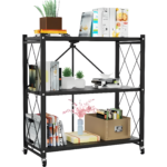 3 Tier Foldable Storage Rack with Wheels