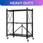 3 Tier Foldable Storage Rack with Wheels