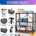 3 Tier Foldable Storage Rack with Wheels