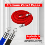 Silver Crowd Control Stanchions (100 CM) with Velvet Rope (1.5 M)