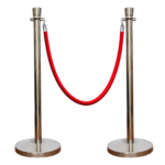 Silver Crowd Control Stanchions (100 CM) with Velvet Rope (1.5 M)