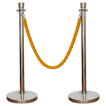 Silver Crowd Control Stanchions (100 CM) with Velvet Rope (1.5 M)