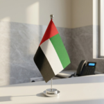 UAE Table Flag with Executive Chrome Metal Pole