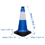 High-Visibility Traffic Safety Cone (75cm) – Blue with Reflective Collar