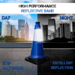 High-Visibility Traffic Safety Cone (75cm) – Blue with Reflective Collar