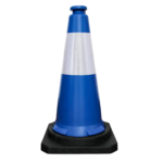 High-Visibility Traffic Safety Cone (75cm) – Blue with Reflective Collar